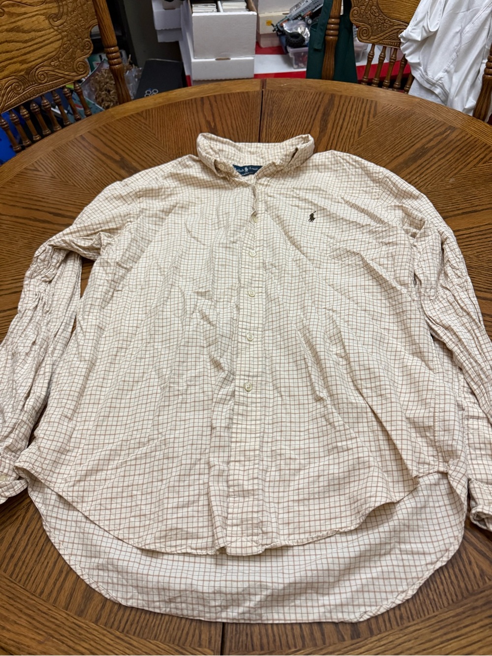 Polo by Ralph Lauren Beige and Brown Plaid Button-Down Shirt